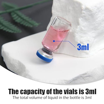 100 Pack 3ml Clear Glass Vials with Caps – 1 Dram Lab Headspace Vials - color: Clear Vial Blue Cap, size: 3ml