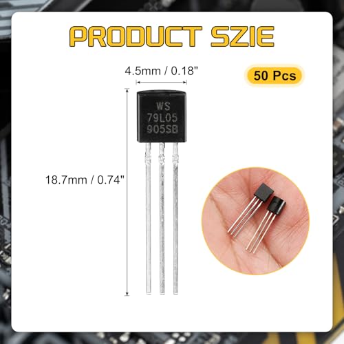 MECCANIXITY 50Pcs 79L05 Transistor Kit, 5V 100mA TO-92 - style: 79L05 -5V