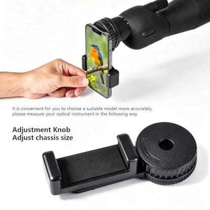 Universal Phone Adapter for Telescope with Wireless Shutter, 360° Rotating Digiscoping Mount for Binoculars, Monoculars, Spotting Scopes & Microscopes, Fits iPhone, Samsung & Android Phones