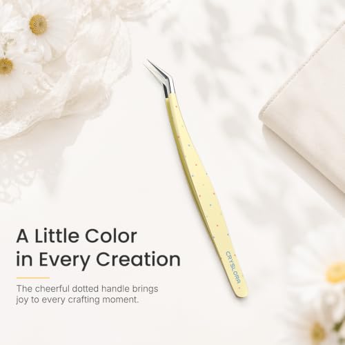 Craft Tweezers, Precision Tweezers for Stickers with Pouch Yellow - color: Yellow