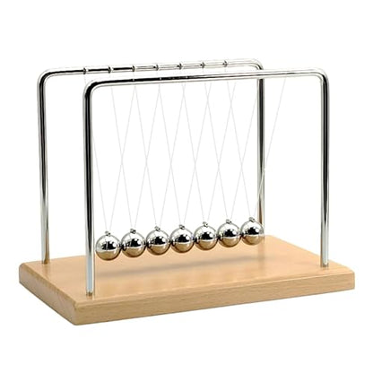 QLKUNLA Newtons Cradle Balance Balls Science Physics Gadget Desktop Decoration Kinetic Motion Toy for Home and Office (Beech,7 Balls)