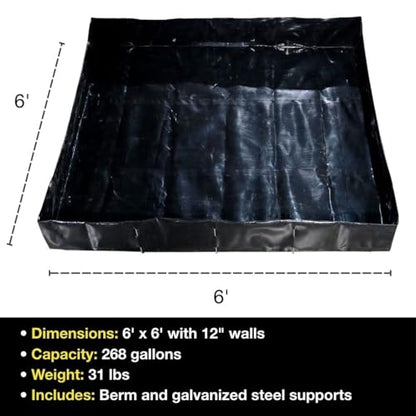 Justrite MightyBerm Fuel Spill Containment Berm, Made in the USA - size: 6' x 6'