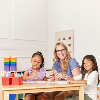 ECR4Kids 3-Compartment Small Storage Caddy Organizer, 6-Pack, Primary - color: Primary