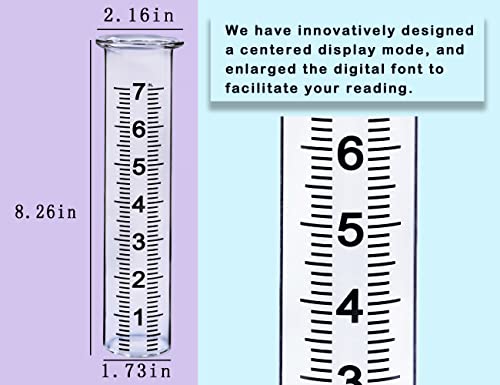 BIUWING 7" Capacity Glass rain Gauge Replacement Tube for Outdoors Yard Garden with Lip, Best Rated, Easy to Read (1 pcs) - color: Glass Rain Gauge Tube