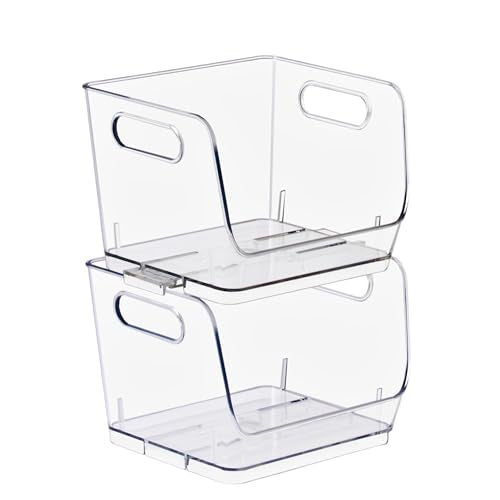 Sorbus Clear Pantry Organizer with Stackable Storage Bins, Open Front - size: Small Square, style: 2 Pack