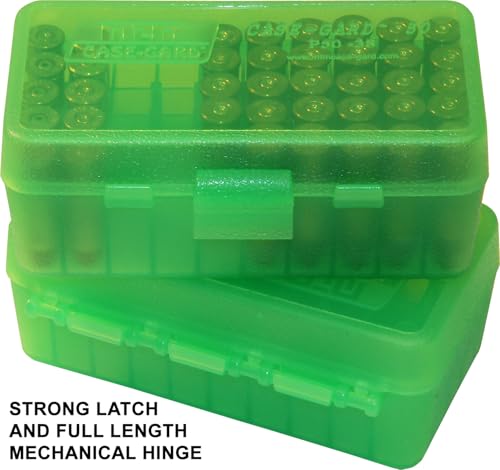 MTM Case-Gard P50-38-16 Flip-Top Ammo Box, 50 Round, Clear Green - color: Clear Green