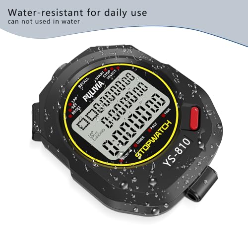 Stopwatch Timer Multi Splits/Laps Digital Stop-Watch for Sports - color: Black