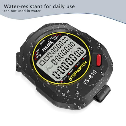 Stopwatch Timer Multi Splits/Laps Digital Stop-Watch for Sports - color: Black