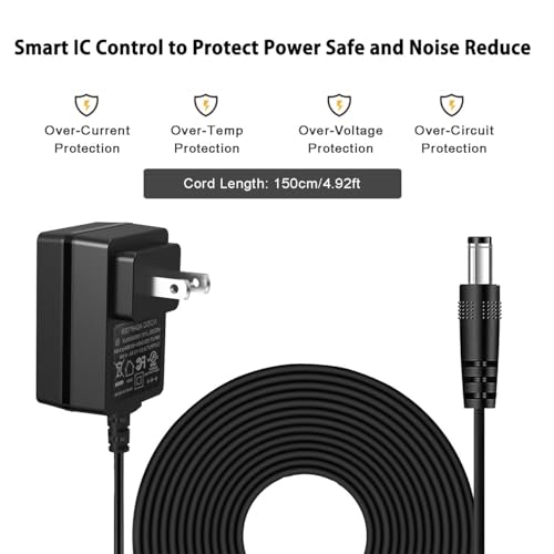JOYO DC 9V 500mA Guitar Pedal Power Supply Adapter AC Wall Charger Adapter One Spot 5.5mmX2.1mm Compatible for Most Effect Pedals (Tip Negative) - size: 9V500mA