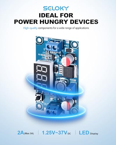 LM2596 DC-DC Buck Power Converter Module, Adjustable Voltage Regulator 4-40V to 1.25-37V Buck Converter with LED Voltmeter Display（Pack of 2） - style: 2PCS