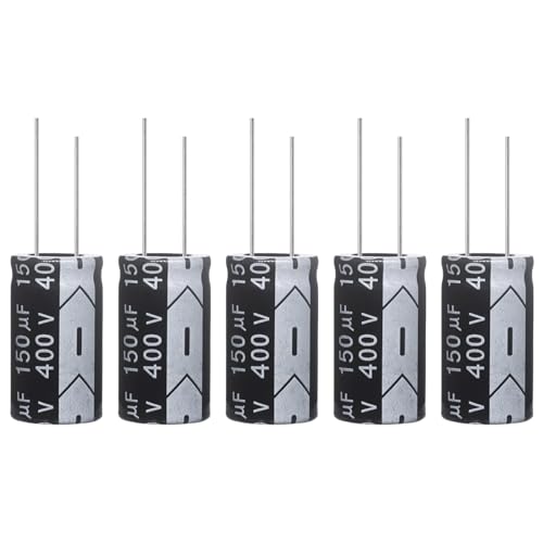 150uF 400V 18x35mm Electrolytic Capacitor 150 UF MFD 400 Volt 0.71x1.38in Aluminum Capacitors (Pack of 5) - style: 150uF 400V 18x35MM