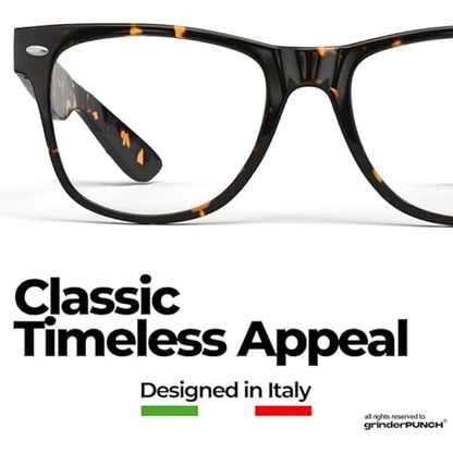 grinderPUNCH Reading Glasses for Men Readers High Power Strong 1.0 to 6.0 - color: 3 Pack Tortoise Whisky