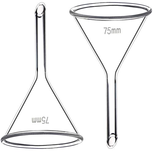 75mm Glass Funnel, Short Stem, Borosilicate Glass, Heavy Wall, Karter Scientific 213V11 (Pack of 2) - size: 75mm, style: Pack of 2