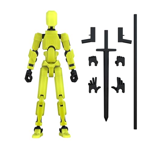 MerryXD T13 3D Action Figure,Assembly Completed Dummy Nova Titan Lucky 13 Action Figure 3D Printed Multi-Jointed Movable Toy Grow in The Dark Yellow - color: Grow in the Dark Yellow