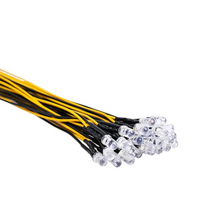 30pcs 12 Volt 5mm Yellow LED Lights Emitting Diodes Pre Wired 7.9 inch DC 12v LED Light Clear Lens Small LED Lamps - color: [06] Yellow / 30 Pcs, style: 5mm Solid Light