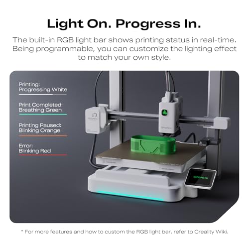 Creality SPARKX i7 Combo 3D Printer, Multi Color with CFS Lite High Speed AI Photo-to-3D Printing 95% Pre-Assemble Auto-Leveling Custom RGB Quick-Swap Essential Parts 10.24×10.24×10 inch