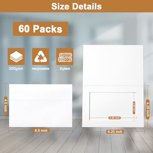 Silunkia 60 Packs White Photo Frame Cards and Envelopes for 4 x 6 Picture - color: White, size: 4x6
