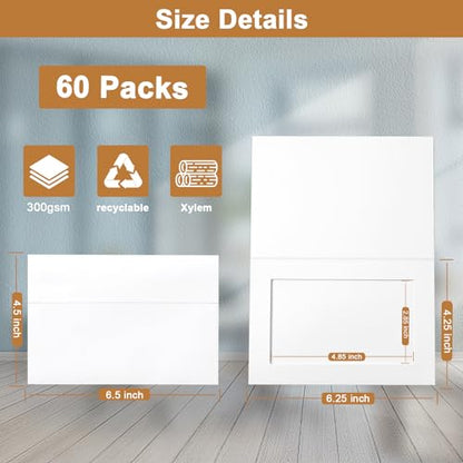 Silunkia 60 Packs White Photo Frame Cards and Envelopes for 4 x 6 Picture - color: White, size: 4x6