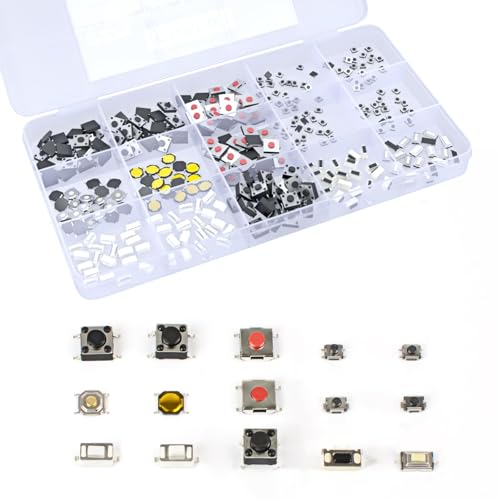 300 Pcs 15 Value Micro Momentary Tactile Switch Assortment Kit - style: 300 Pcs 15 Value