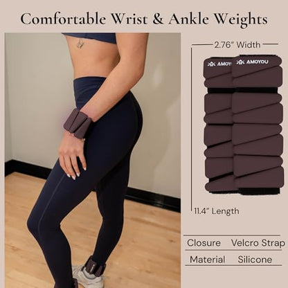 Wrist & Ankle Weights for Women – 2 lb Total, 1 lb Each | Weighted Bangles - color: Espresso