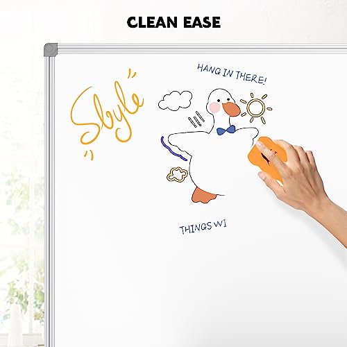 Lockways White Board Dry Erase Board 48 x 36 Inch, Magnetic Whiteboard - color: Silver, size: 48"W x 36"H