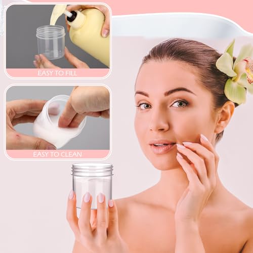 Meanplan 100 Pcs 3.4 oz Clear Plastic Container Jar with Lid Leak Proof - color: Clear, size: 3.4 oz