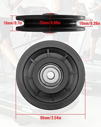 2 PCS 3.5Inch/90mm Nylon Bearing Pulley Wheel, Silent Bearing Replace for Garage Gym Equipment Pulley System, Universal Wearproof Bearing Maximum Working Load of 1000 LBS - size: 2 Pack