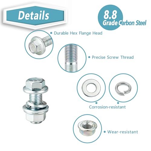 KADRICK 700PCS Class 8.8 Metric Bolt Assortment,M6 M8 M10 Flange Hex Bolts - size: 700Pcs M6-M10 FLANGE HEX Eco-Friendly