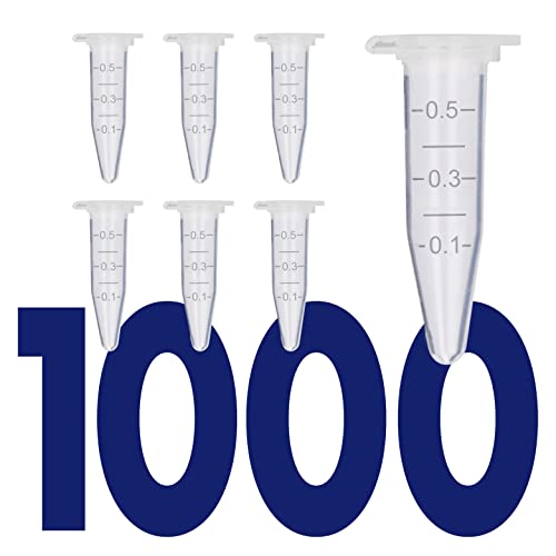 Kashi Scientific 0.5mL Clear Snap Cap Microcentrifuge Tube with Graduation, Lab Grade Polypropylene Plastic [0.5mL, 1000] - size: 0.5mL