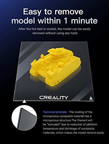 Official Creality Platform Tempered CR-X Glass Bed with 4 Binder Clips, Removal Tool, 310x320x4mm, CR-10S Pro V2 / CR-10S Pro/CR-10S / Ender 3 Max 3D Printer Upgraded Build Plate Printing Surface - size: 310x320x4mm (CR-10S)