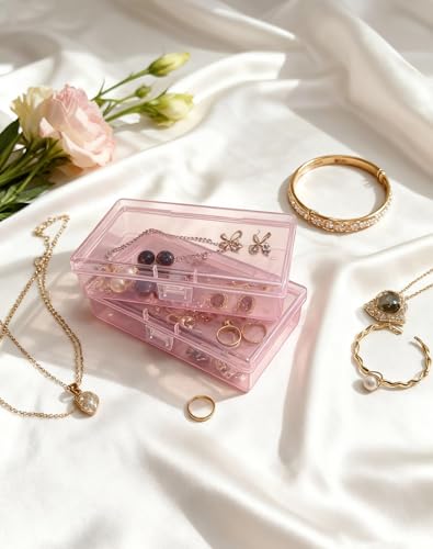 LJY 12 Pink Rectangular Plastic Boxes, 5.3 x 3.1 x 1.2 in for Card Making - color: Pink, size: 5.3 x 3.1 x 1.2 inch