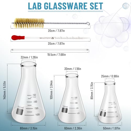 Erlenmeyer Flask Cylinder Set 50-250mL with Dropper
