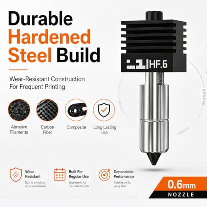Compatible with Bambu Lab Nozzle P2S 0.6mm High Flow Nozzle for 3D Printer - size: 0.6mm