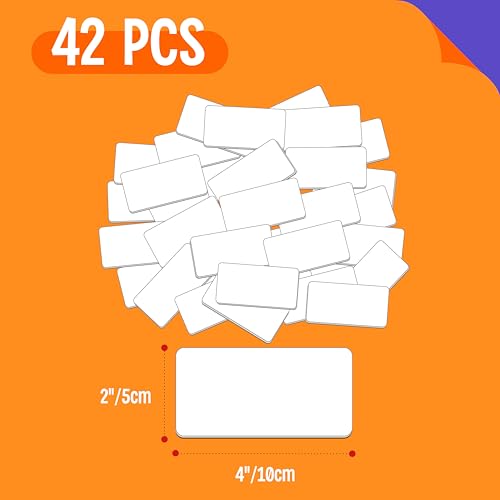 Magnetic Name Tag Label, 42 PCS Dry Erase Reusable Blank Name Stickers White Reusable Magnets for Whiteboards Locker Fridge School Office Home (Each Measures 2" x 4") - color: White, size: 4" x 2"