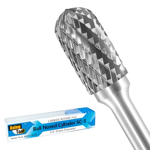 SC-5 Tungsten Carbide Burr Rotary File Cylindrical Shape with Radius End Double Cut with 1/4''Shank for Die Grinder Drill Bit - style: SC-5