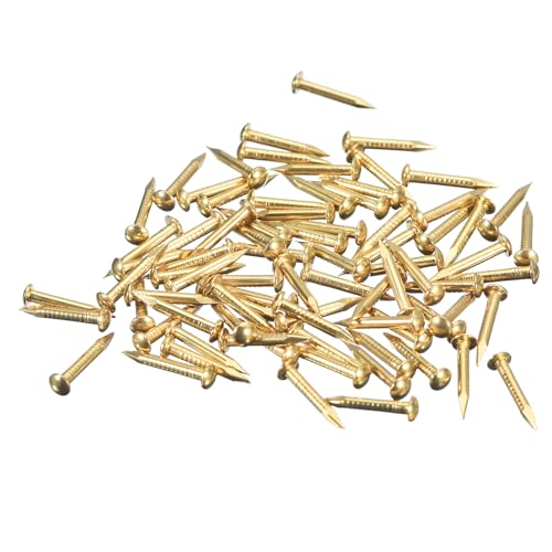 uxcell 70Pcs Small Tiny Nails 1.5x12mm(DxL) Tiny Brass Nails Hardware Round Head Brass Nail for Wooden DIY Projects Decorative Boxes Household, Brass Tone - color: Gold, size: 1.5x12mm