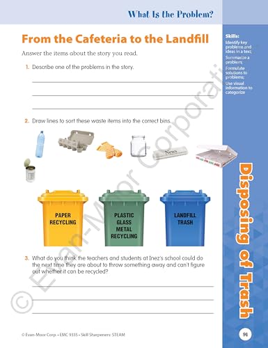 Evan-Moor Skill Sharpeners STEAM Workbook, Grade 5, Science, Technology, Engineering, Art, Math, Hands On Activities, Helping Others, Collaboration, Solve Real World Problems, Puzzles, Homeschool
