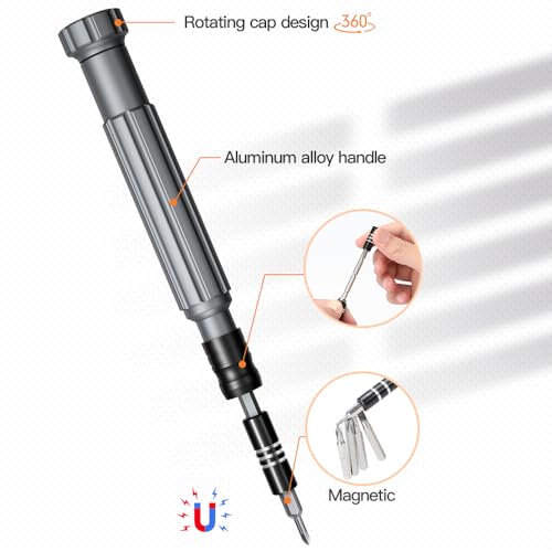 Precision Screwdriver Set, 150 in 1 Electronics Tool Kit with 120 Bits Magnetic Screwdriver Set & 30-bit Tool Set Handy Repair Tool for Computer Phone Watch Camera Laptop, Black