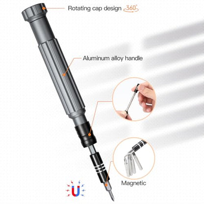 Precision Screwdriver Set, 150 in 1 Electronics Tool Kit with 120 Bits Magnetic Screwdriver Set & 30-bit Tool Set Handy Repair Tool for Computer Phone Watch Camera Laptop, Black