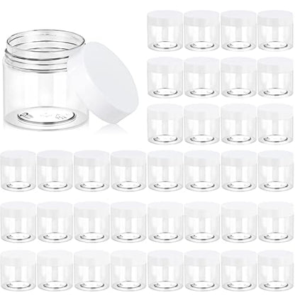 Eternal Moment 36 Pack 2 OZ Plastic Jars Clear Cosmetic Container with Lids - color: White Lid, size: 2 Ounce