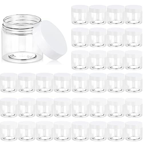 Eternal Moment 36 Pack 2 OZ Plastic Jars Clear Cosmetic Container with Lids - color: White Lid, size: 2 Ounce