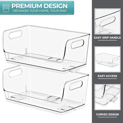 Sorbus Clear Pantry Organizer with Stackable Storage Bins, Open Front - size: Small Wide, style: 2 Pack