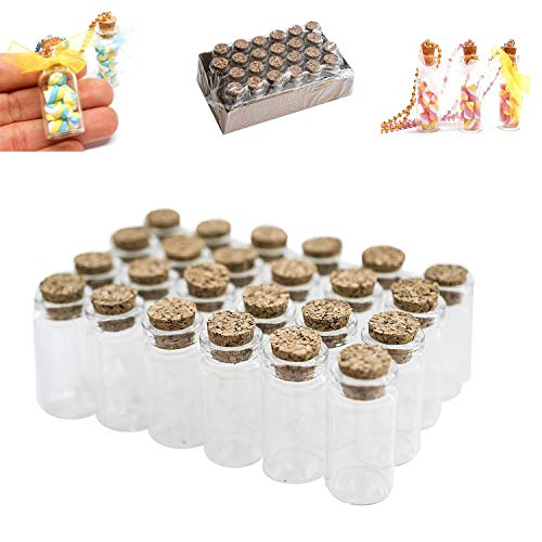Super Z Outlet Mini Clear Glass Jars Bottles with Cork Stoppers for Arts & Crafts, Projects, Decoration, Party Favors - Size: 1-1/2" Tall X 3/4 Inches Diameter (24 Count) - size: 24 Count