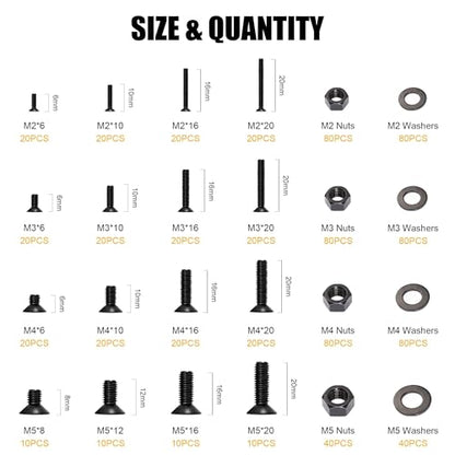 ZTF 840PCS Metric Screw Assortment Kit M2 M3 M4 M5 Metric Screws