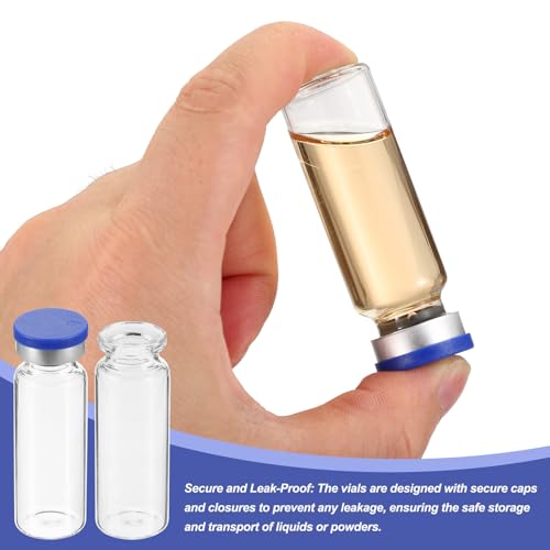 PATIKIL 15ml Sample Vials, 100 Pack Lab Empty Vials with Butyl Rubber Stopper Crimp Top Caps and Labels Borosilicate Glass Vial, Clear - color: Clear, size: 15ml