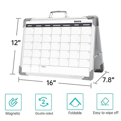 Dry Erase Board 16x12 Double Sided Magnetic Small Whiteboard with Stand - color: Calendar, size: 16"W x 12"H