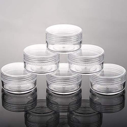 100 Count 10g Sample Jars with Lids Makeup Jars Plastic Lip Scrub Containers TSA Approved Cosmetic Containers for Traveling - Clear - color: Clear, size: 10g (100 Count)