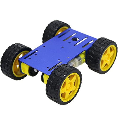 DIY Smart Robot Car Chassis Kit with Speed Encoder TT Motor, C101 4WD Leaf Texture Wheel Metal Panel Robotics Car Chassis Platform for Arduino/Raspberry Pie/Microbit, Eduational Teaching Kit (Blue) - color: Blue