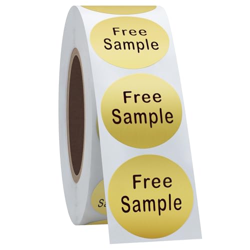 Hybsk Free Sample Stickers 1 Inch Round Retail Store Sale Displays Adhesive Labels for Inventory Control Total 500 Per Roll (Gold) - color: Gold