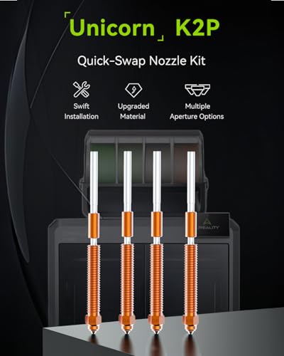 Creality Official K2 Plus Nozzles, 0.4mm, 0.6mm, 0.8mm 4PCS Unicorn Quick-Swap Nozzle Kit 0.4mm 0.6mm 0.8mm, Copper Alloy and Hardened Steel Nozzle Suitable for K2 Plus, K2, Creality Hi Combo - style: 4P-0.4/0.6/0.8